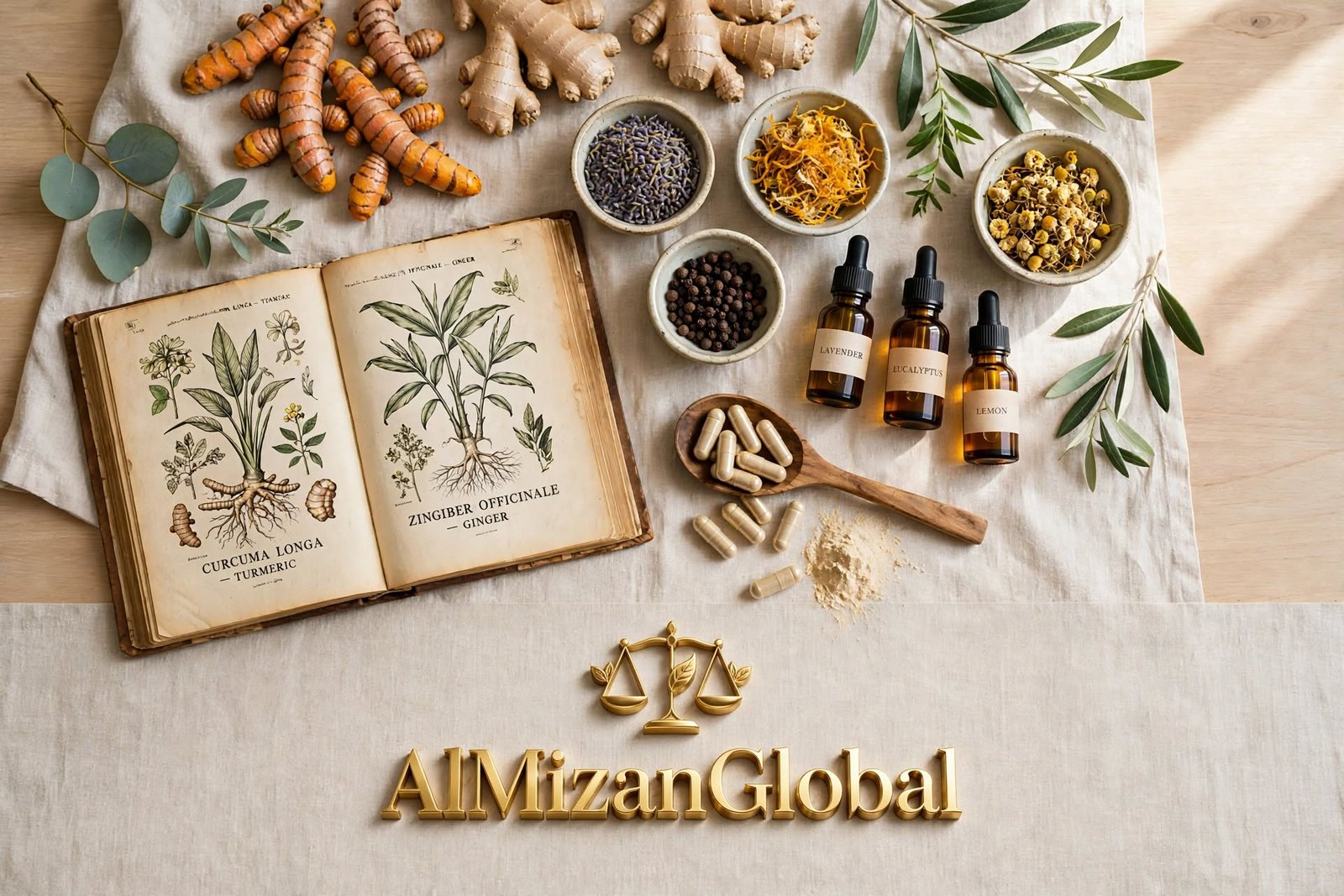 أعشاب طبيعية وزيوت أساسية - كركم وزنجبيل - AlMizan Global